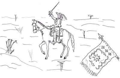 Enfin tirant son épée, il hurla :  - Pour le Roi… Messieurs… Au cul de son cheval, chargez !...