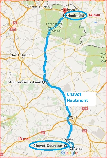 ItinéraireChavrot Haumont 13 et 14 mai 1940