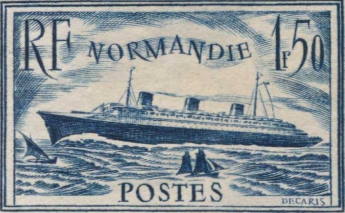 Paquebot Normandie, timbre par Decaris