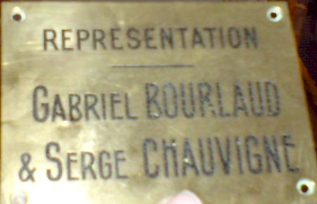 Plaque de la représentation commerciale Bourlaud Chauvigné